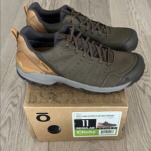Oboz Men's Waterproof Athletic Shoes - Olive and Tan